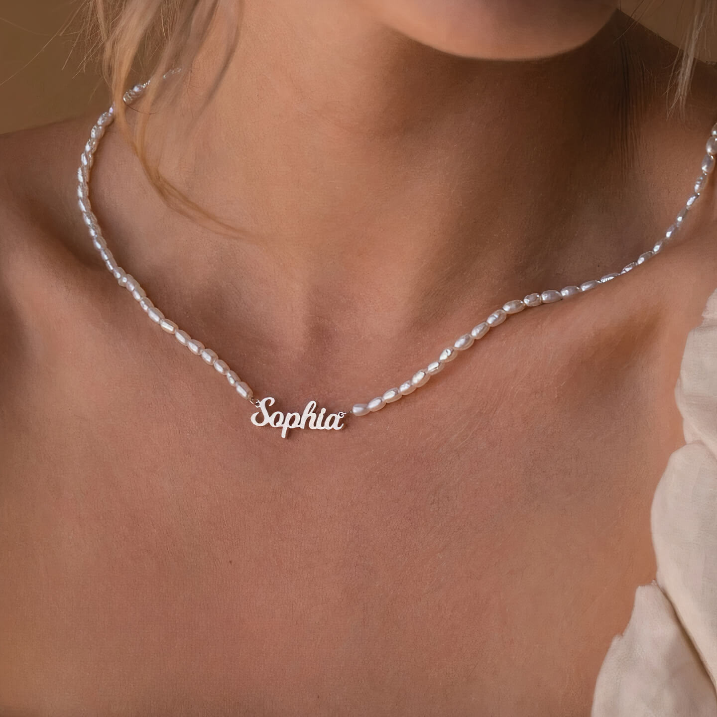 Custom Pearl Name Necklace